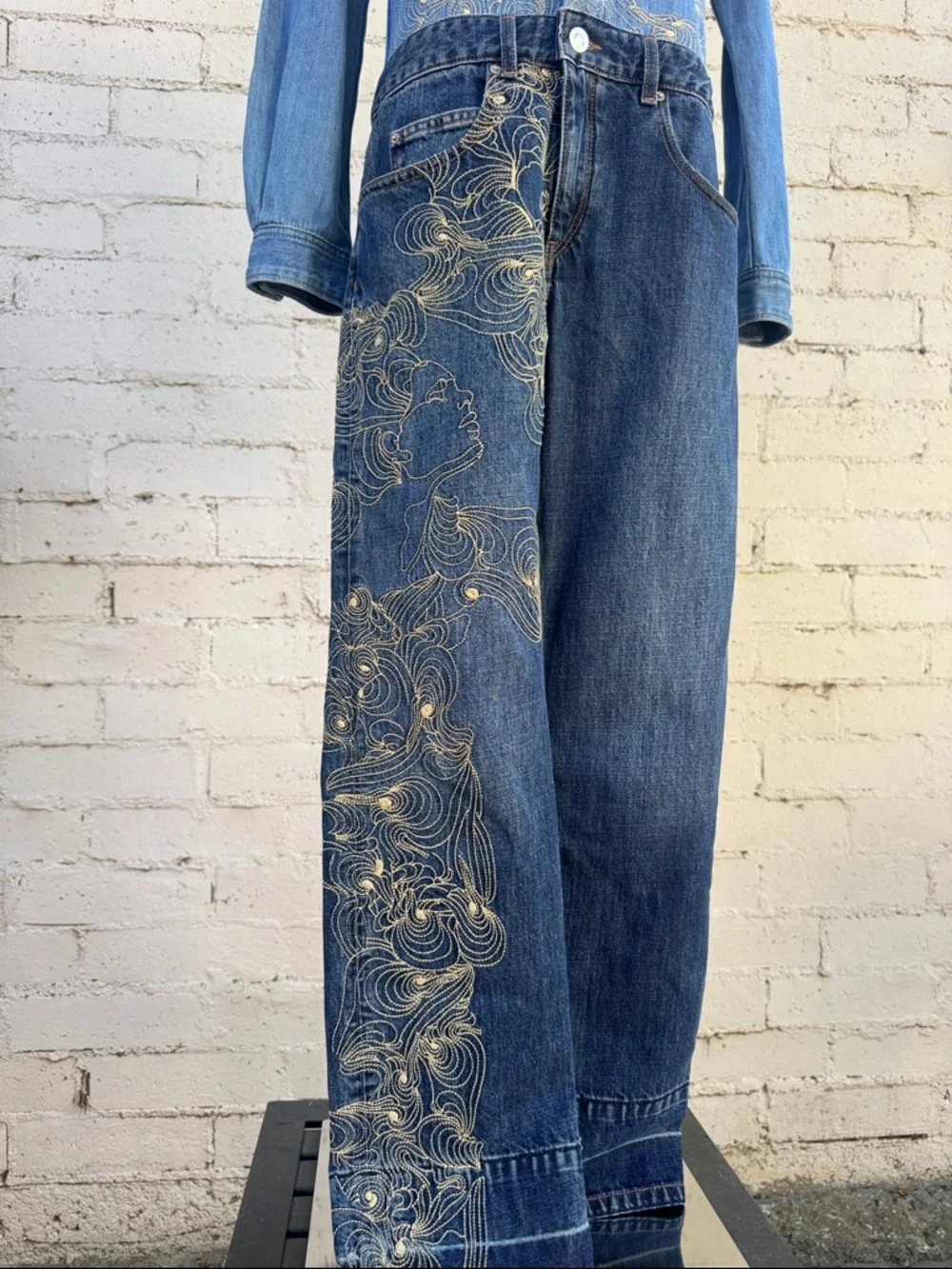 Isabel Marant Imane Embroidered Denim Jumpsuit Size FR 34 (US 2) - Picture 9 of 16